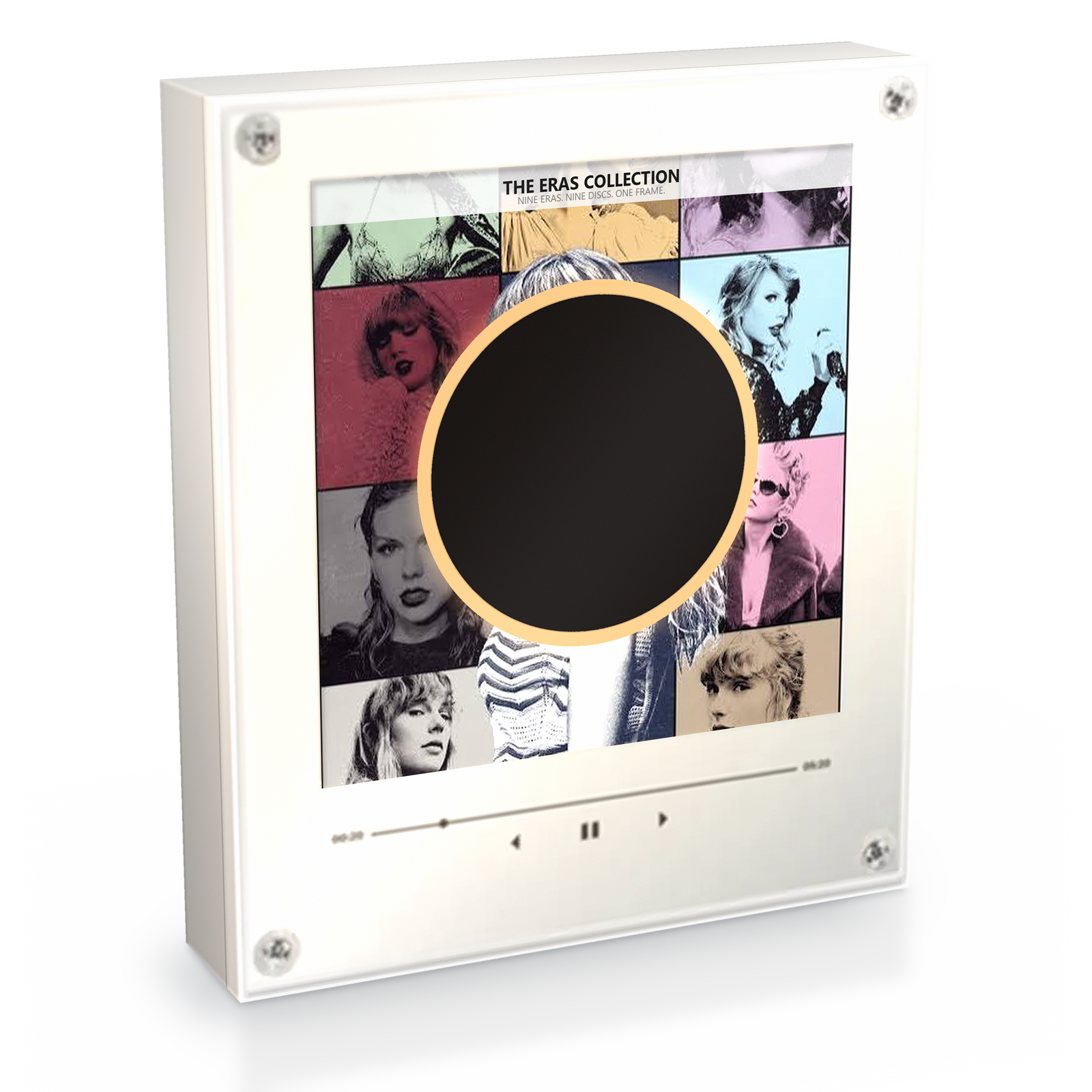 The Eras Music Player - 20 cm clear acrylic frame, studio shot