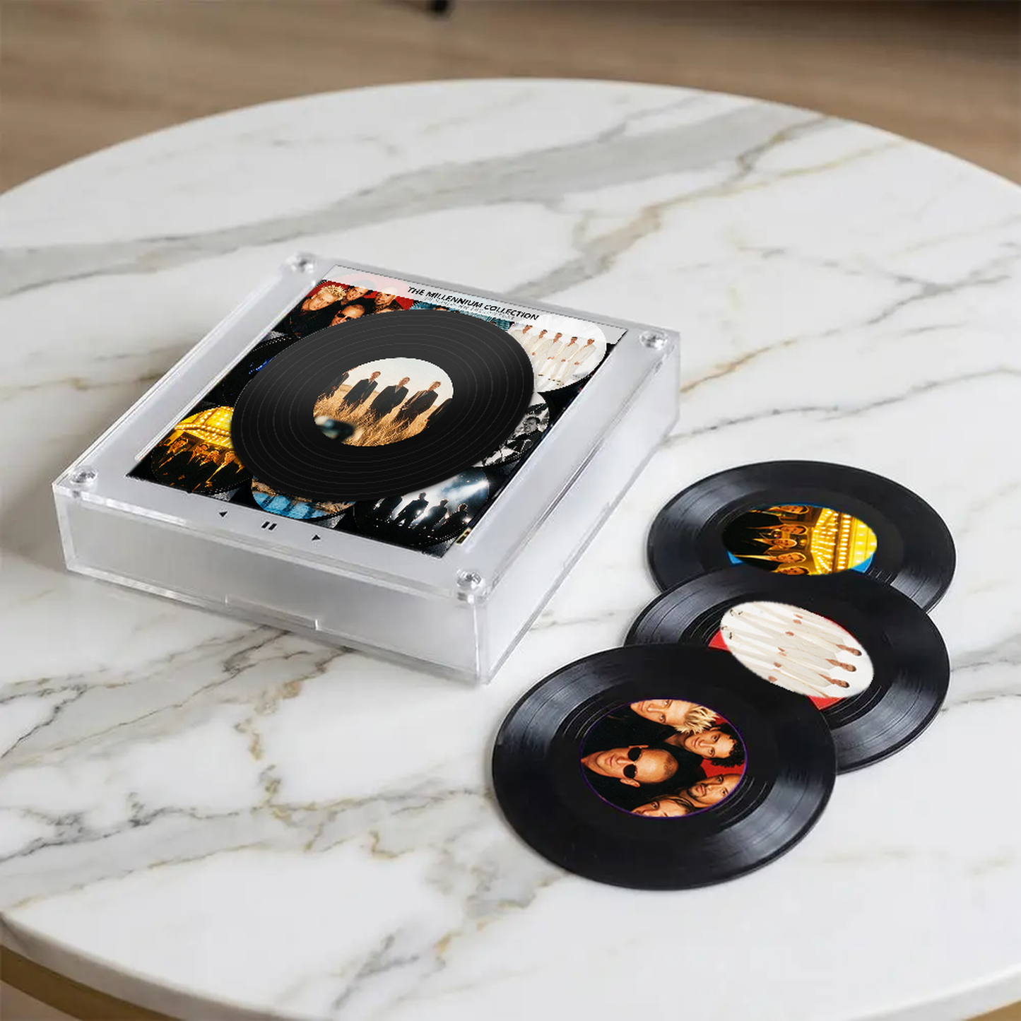The Millennium Music Player - 20 cm clear acrylic frame with three collectible discs