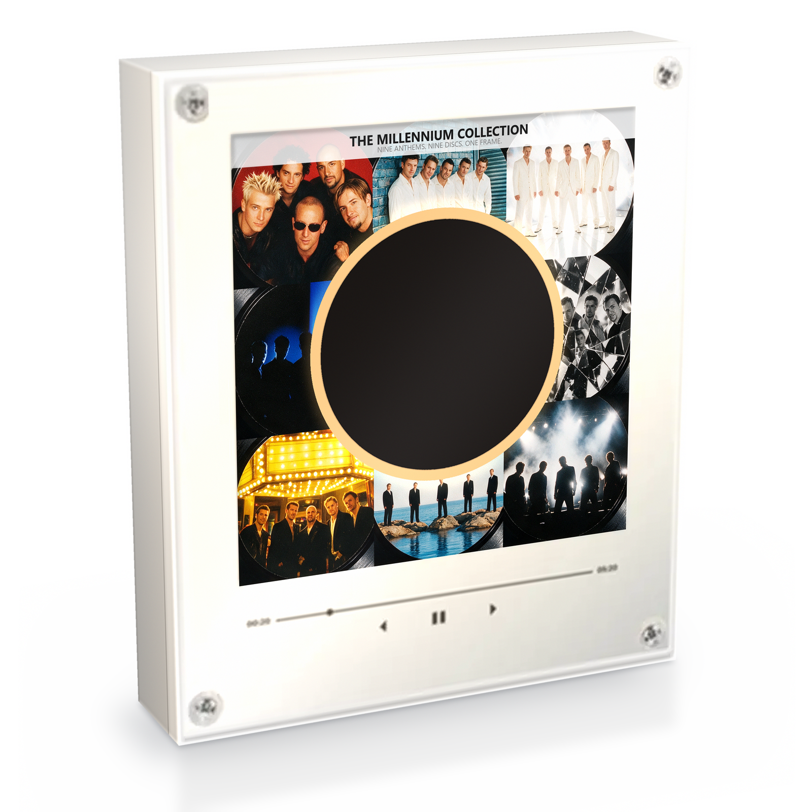 The Millennium Music Player - 20 cm clear acrylic frame, studio shot